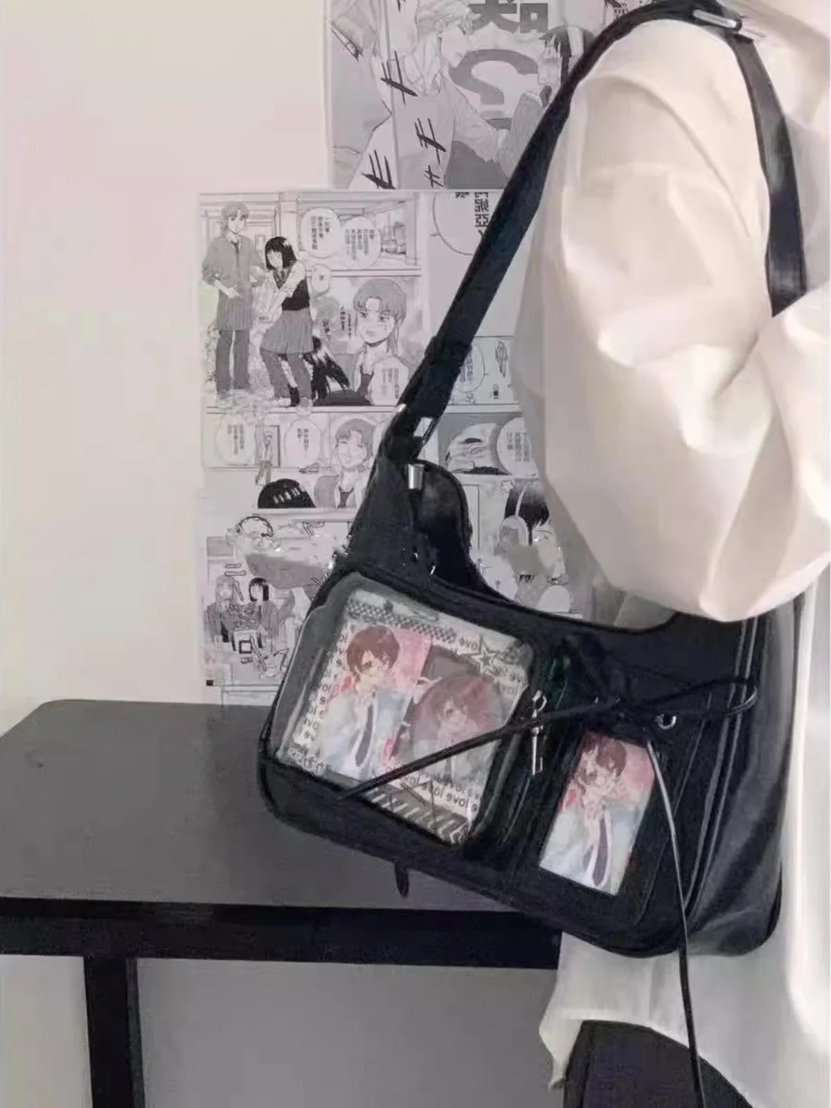 

2025 Trendy oulder Bag Small Card Version Slant Cross Commuting Daily Design Sense Casual Pure Color PU Medium Size