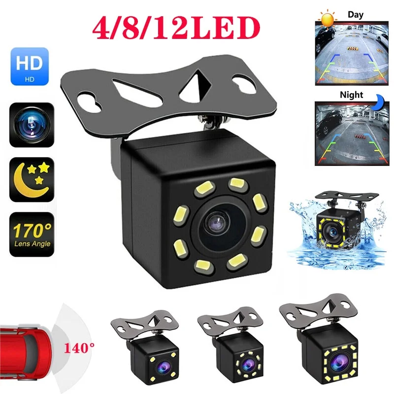 4/8/12LED Backup Camera Car Rear View Camera with Night Vision Full HD Image Wide View Angle Universal Mini Car Reverse Camera