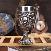 Retro 3D Skull Goblets Viking Pirate Mug Chalice Resin Stainless Steel Inner Cocktail Whiskey Cup Barware Interesting Wine Glass