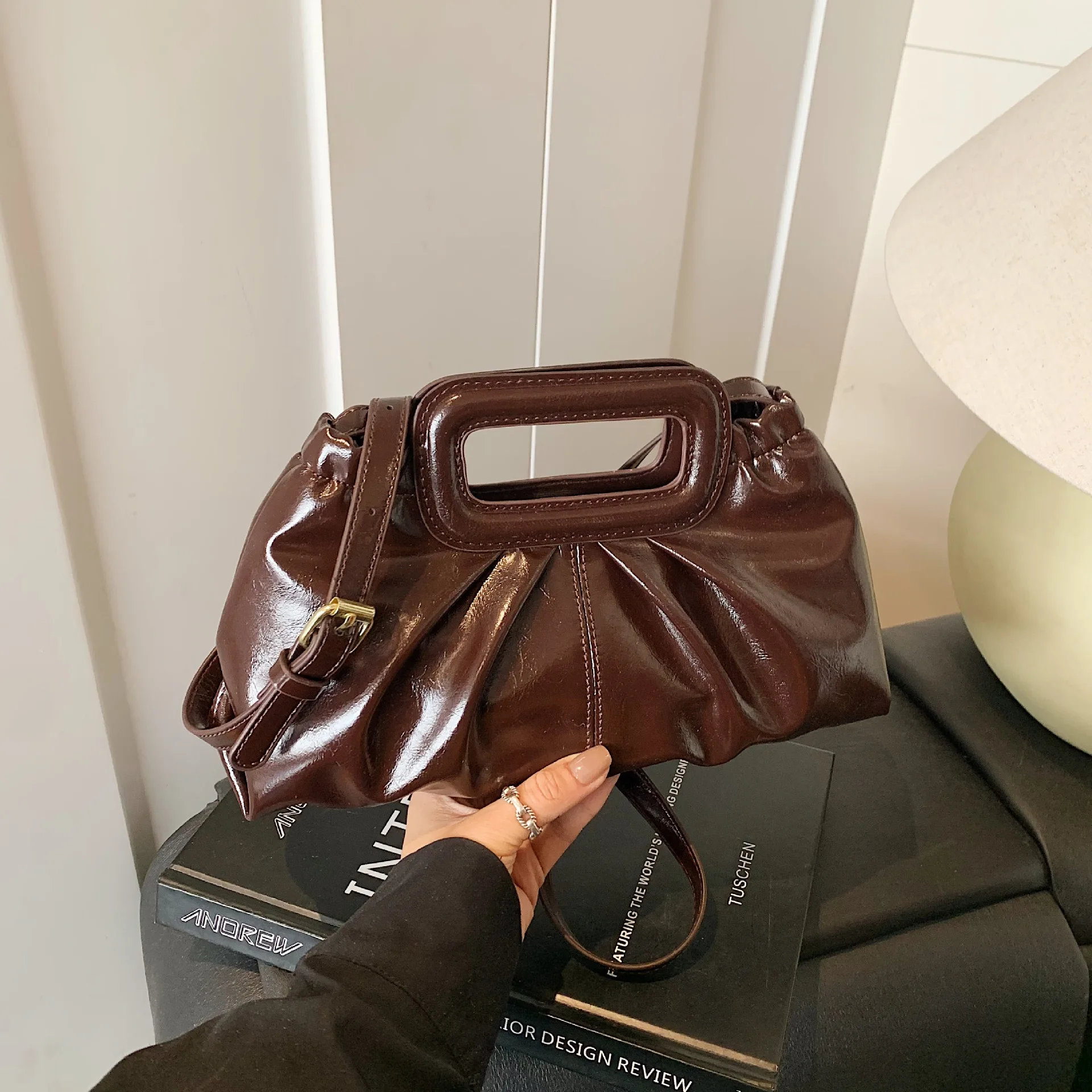 

Уникальная плиссированная сумка Креативная кожаная сумка с плиссированным ремешком Модная женская сумка