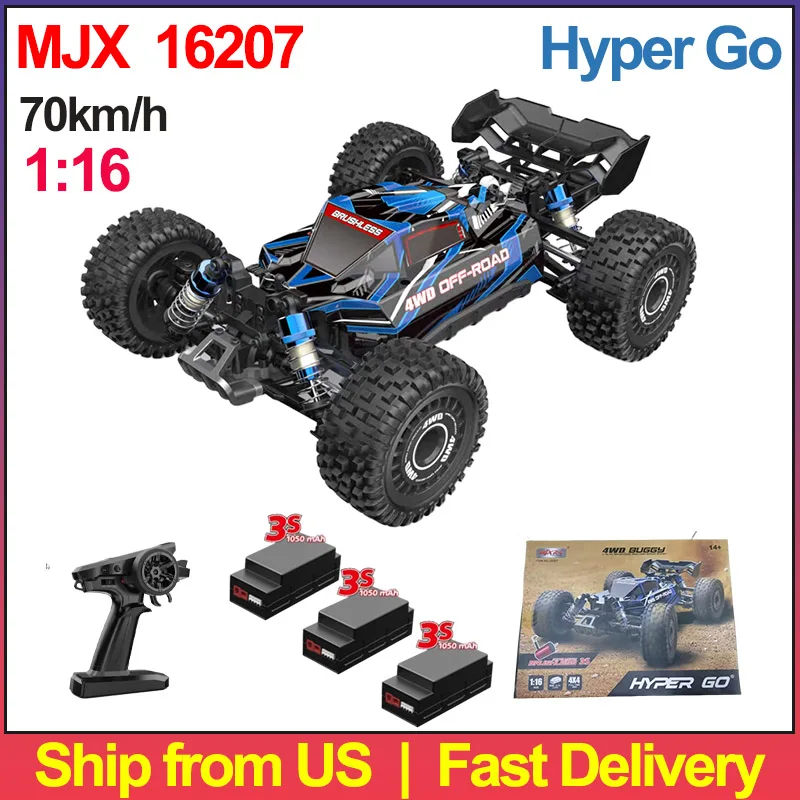 Hyper Go MJX 16207 1/16 RC Car Brushless Motor 4WD Off-Road Remote Control Cars 70km High Speed Racing Drift Toy Ship from US