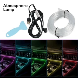 Tira de luces led rgb para interior de coche, lámpara de ambiente, consola automática, salida de aire, barra de luz decorativa, 1/2/3/4/5M, 5v