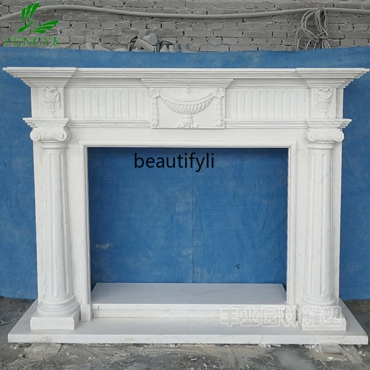 

Spot marble fireplace white marble carving simple American fireplace rack