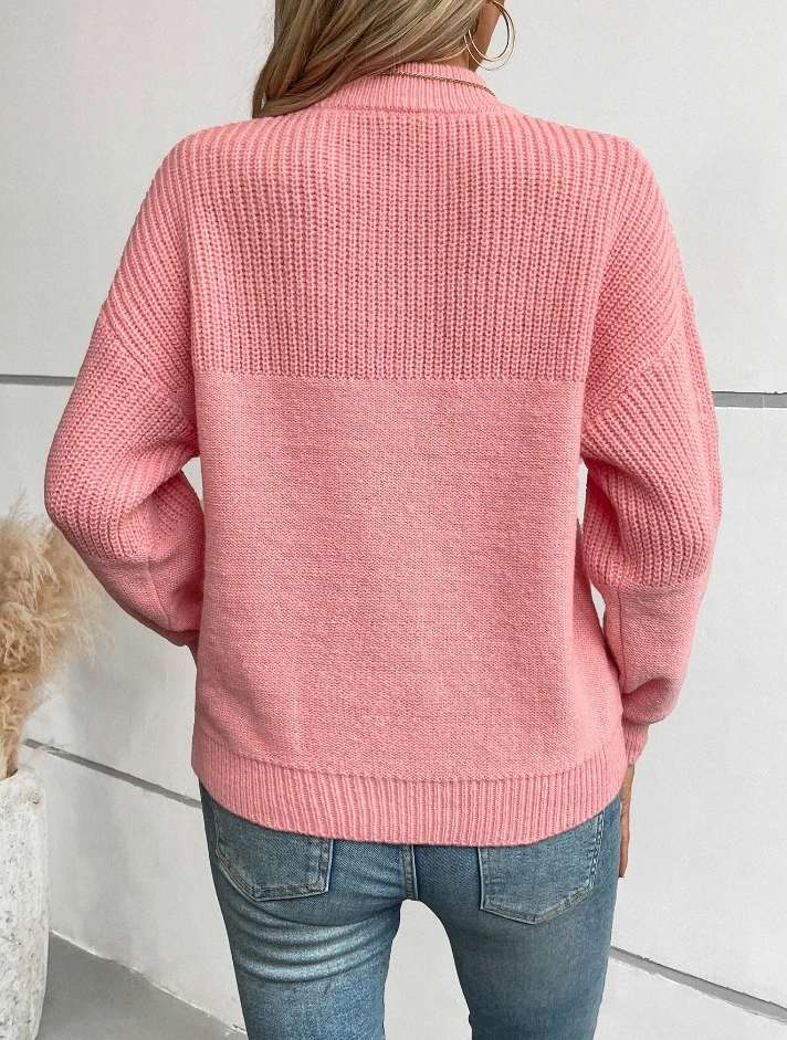 Solid color semi high neck pullover casual loose sweater fashionable casual 2024 autumn new women's clothing in stock