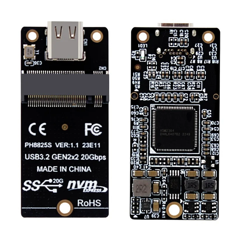 

A42Z-NVME To USB 3.2 Type-C Adapter M2 NVME SSD Adapter Black 94X22mm Support M2 Nvme SSD 2230/42/60/80