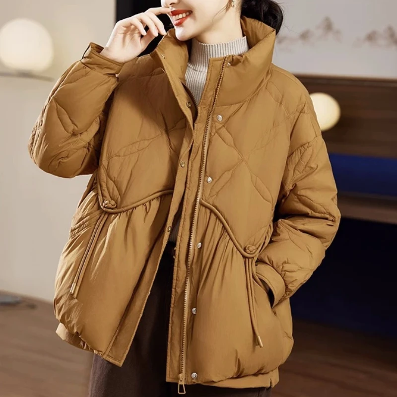 Winter New Down Coats Puffer Jackets Women Chinese Style Retro Simple Solid Outerwear Thickened Warm Snow Short Down Jackets