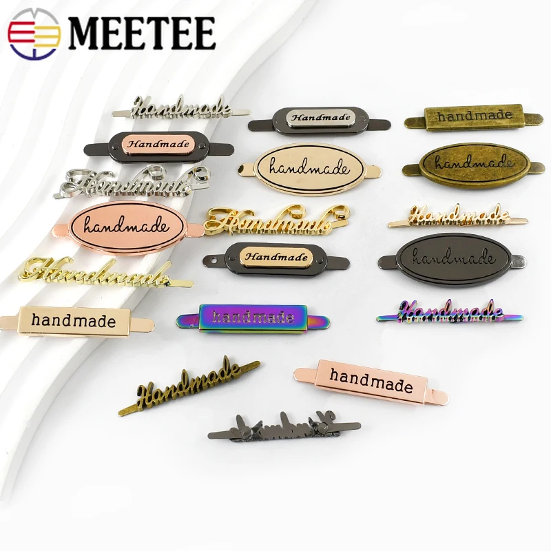 

10Pcs Handmade Labels Metal Buckles for Wallet Handbags Tag Decor Button Shoes Jacket Pin Clasp DIY Sewing Hardware Accessories