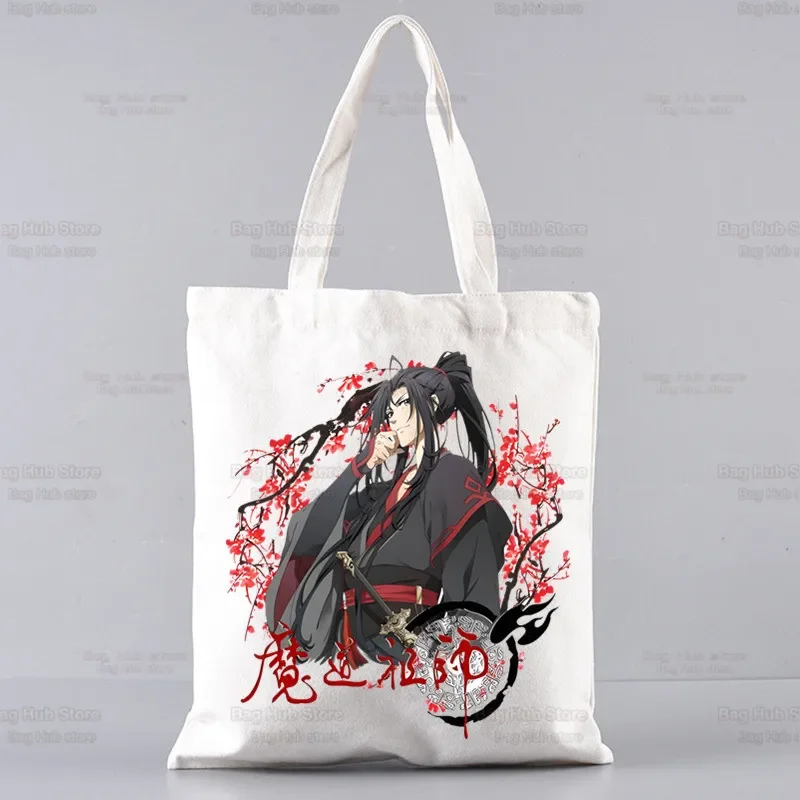 Mo Dao Zu Shi The Untamed Canvas Bag Women Storage Handbag Lan WangJi Wei Wu Xian Shoulder Bag Tote Reusable Student Bookbag