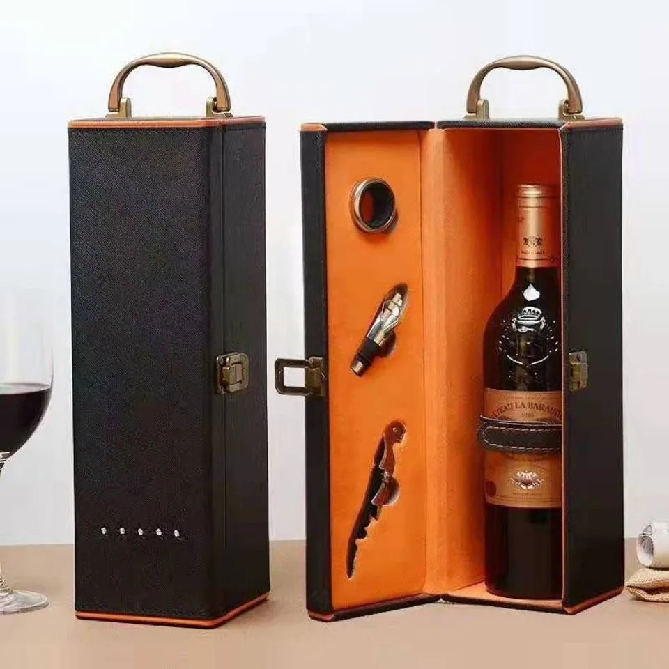 High-grade Red Wine Holder Gift Packing Box Single Bottle with Cocktail Set Wine Set Best Gift Christmas Decor Wooden Wine Box