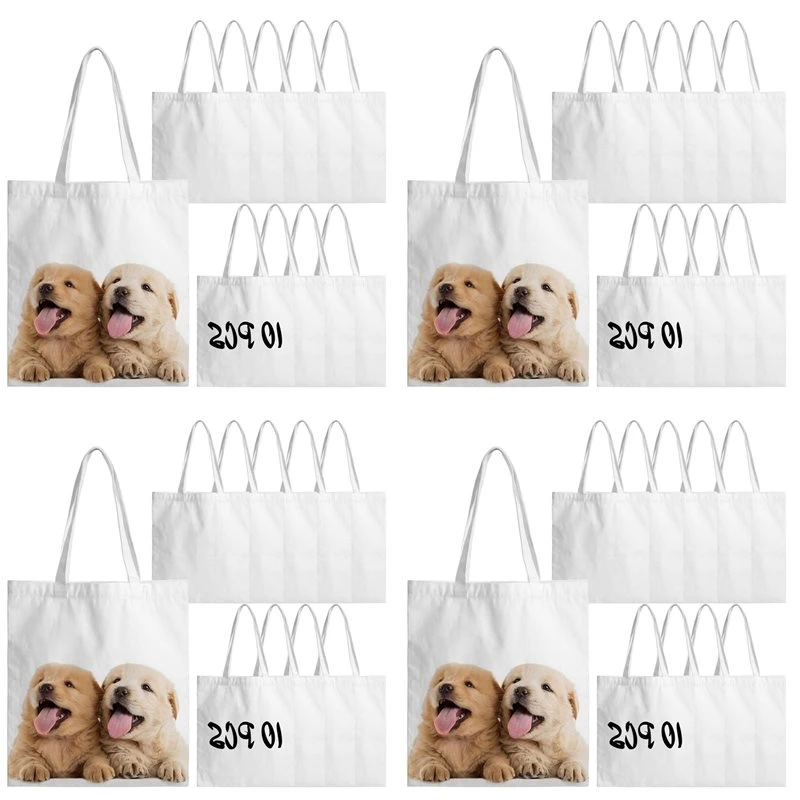 Y17A 40X Sublimation Tote Bags Blanks 15 X 13 Inch Polyester Canvas Tote For DIY Crafting Heat Transfer Bag For Gift