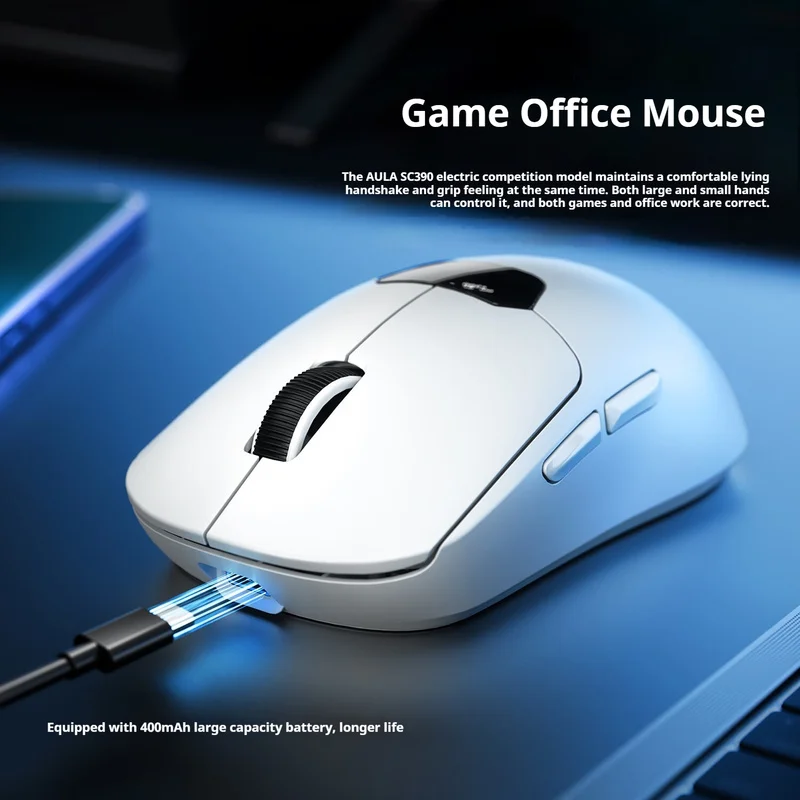 AULA SC390 Gaming Mouse Smart Screen Display Three-mode PAW3311 Lightweight Long Battery Life E-sport Mouse Customized PC Mice