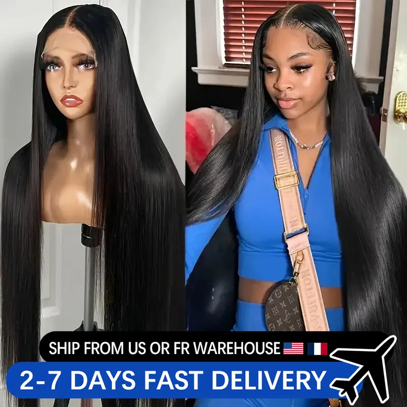 30 Inch Straight 13x4 Transparent Lace Frontal Wigs Human Hair 360 Brazilian Pre Plucked Lace For Women 4x4 Lace Closure Wigs