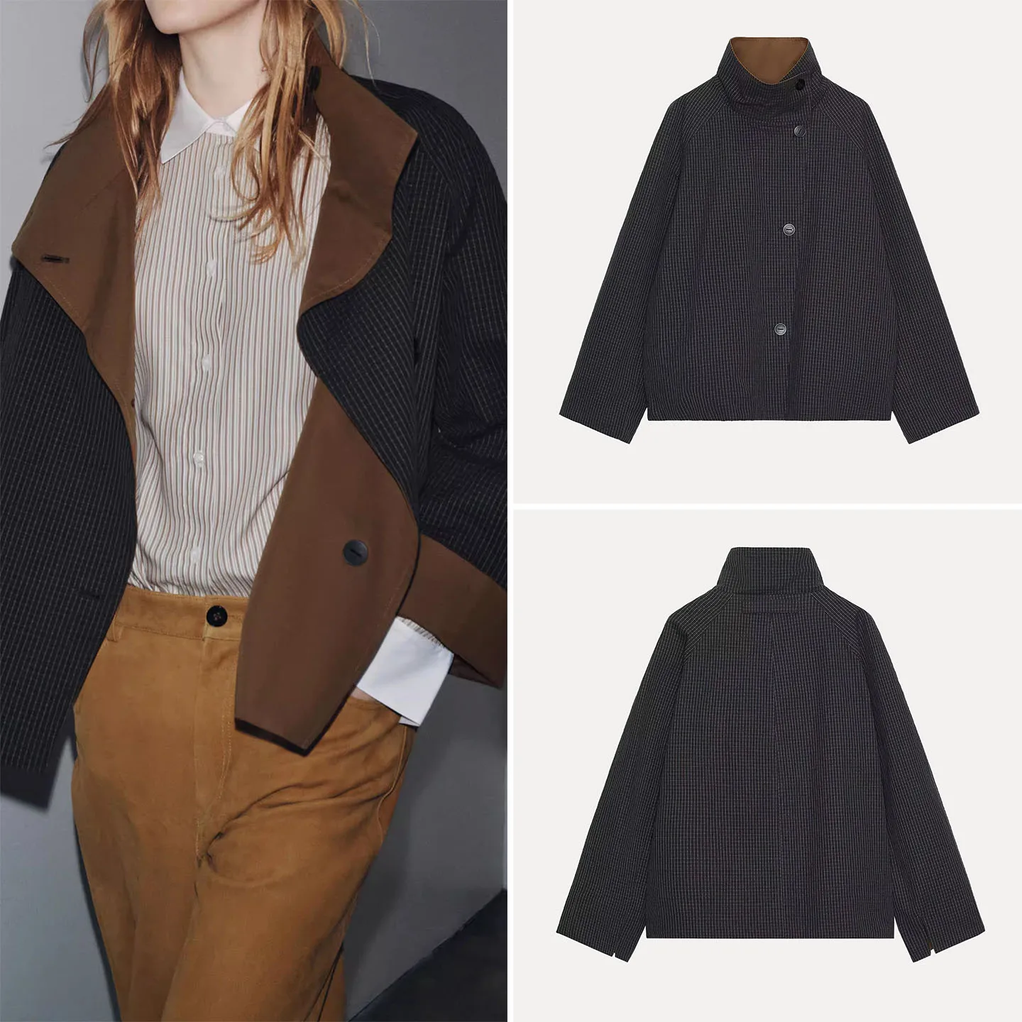 Z Women's Double-Sided Wear ort Loose Personali Windbreaker 2025 New Faion European Sle Lady's Coat Button Closure