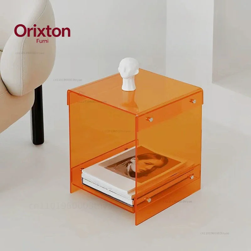 Acrylic transparent edge few Internet celebrities simple bedroom bedside table Nordic coffee table sofa few ins light luxury she image 5