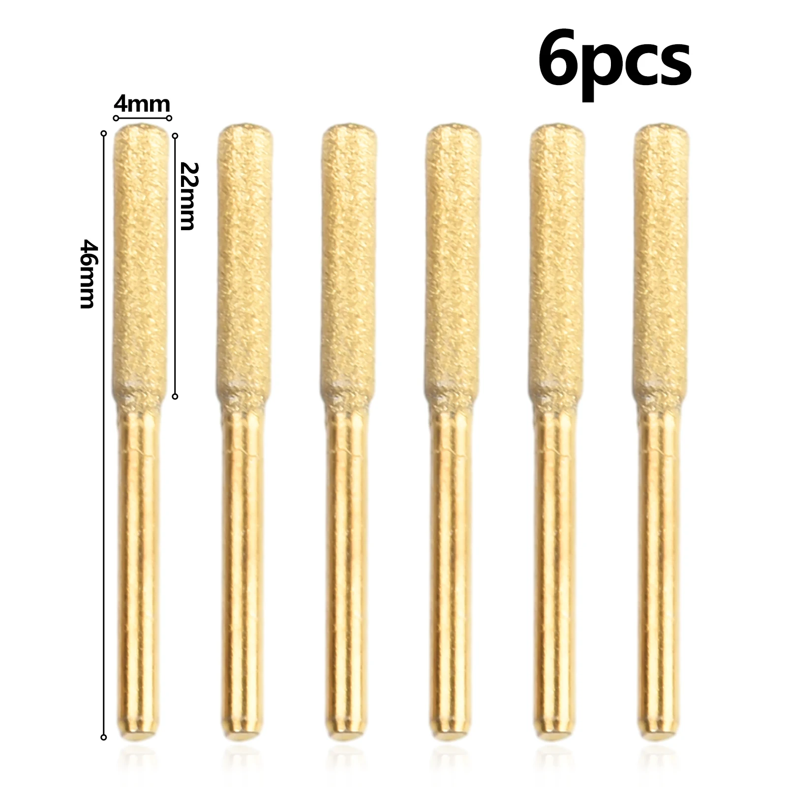 6pcs Titanium Coated Cylindrical Burr 4-5.5mm Chainsaw Sharpener Stone File Chain Saw Sharpening Carving Grinding Power Tools