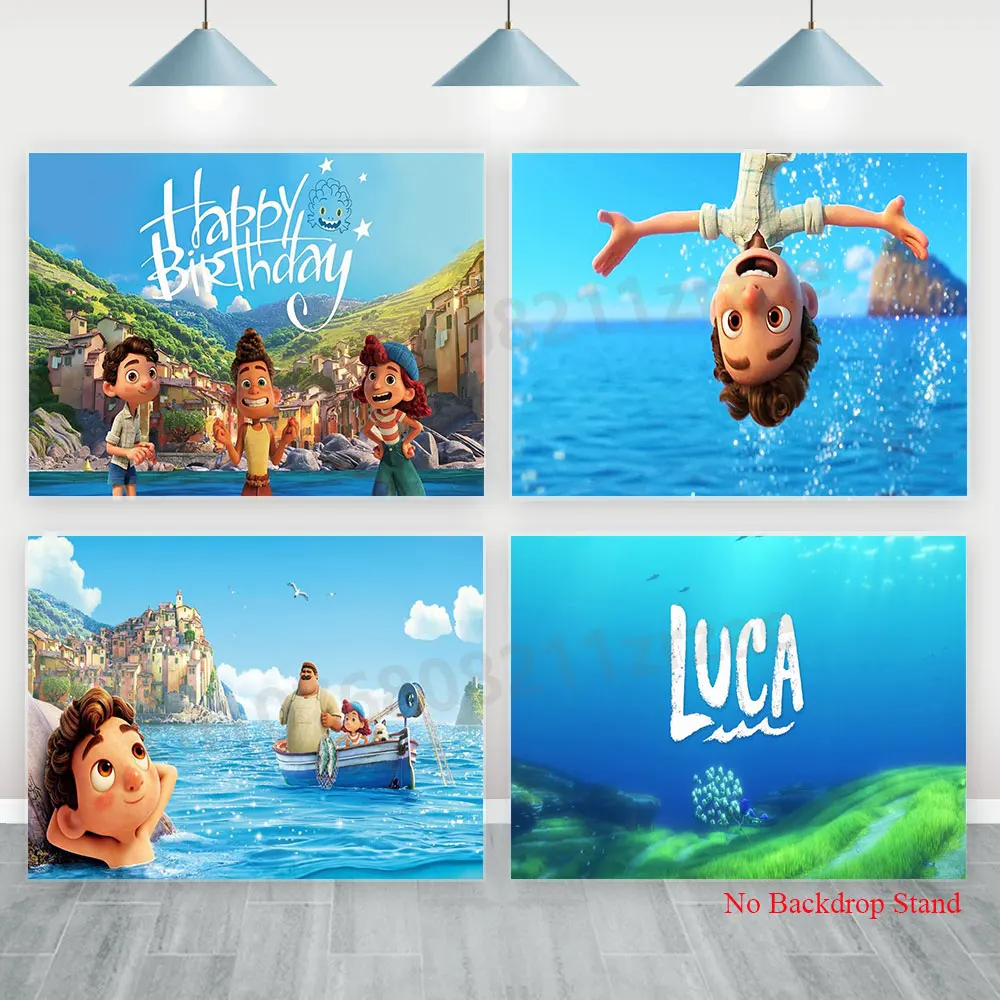 

Movie Luca Theme Backdrop Boys Kids Birthday Party Decor Photography Baby Shower Backgrounds Child Room Blue Ocean Banner Covers