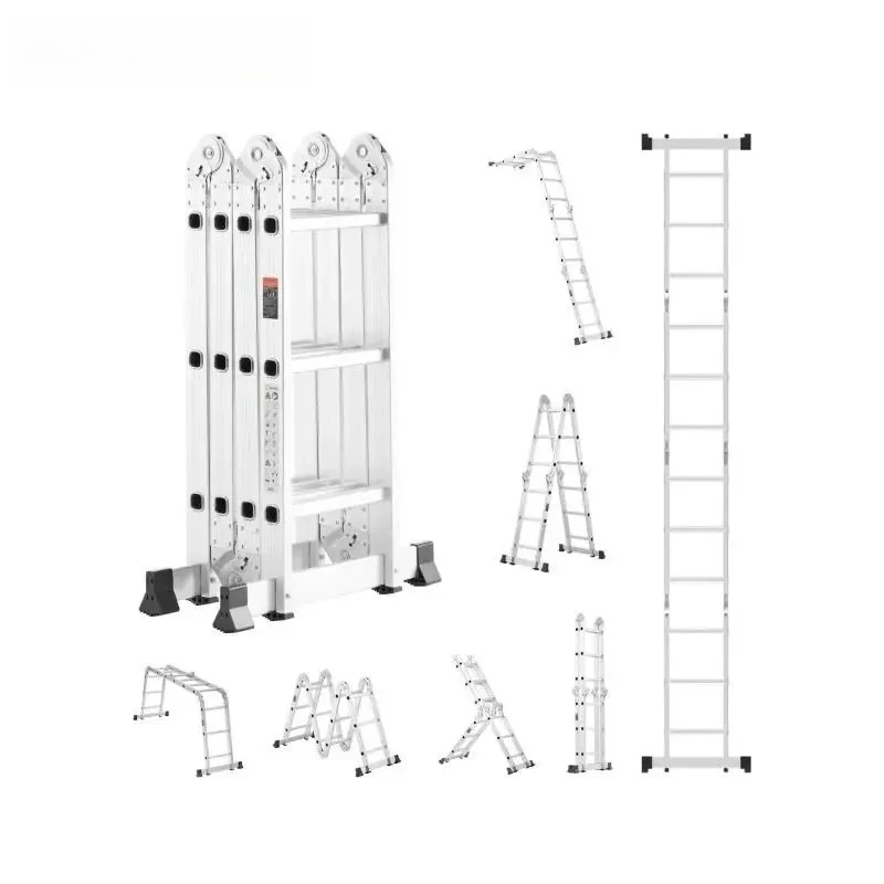 a*-SucceBuy Multi-Purpose Folding Ladder 7-in-1 Tall Step Ladder A Frame Adjustable Telescoping for Household Outdoor Work