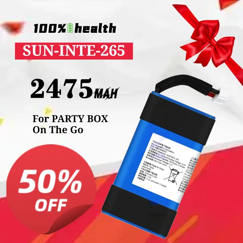 SUN-INTE-265 2475mAh Speaker Battery for JBL PARTY BOX on the go Lithium Rechargeable Battery