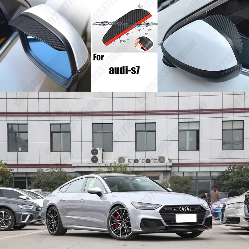 

For audi-s7 2PCS Car Rearview Mirror Rain Eyebrow Visor Carbon Fiber Car Rearview Side Snow Sun Visor Rain Cover