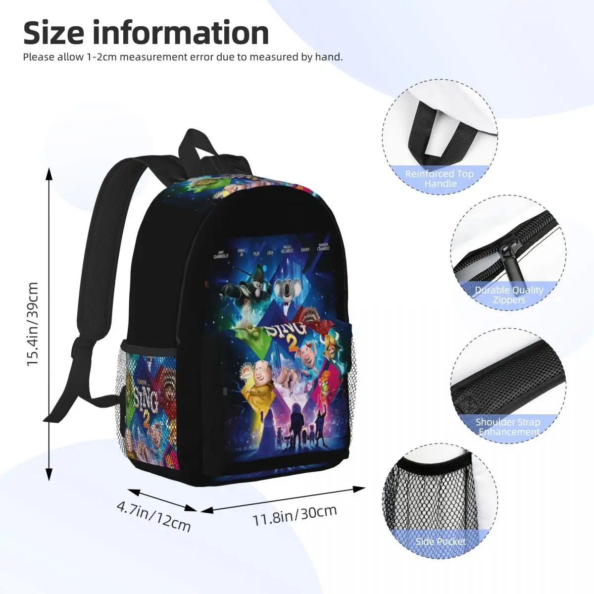 Movie Sing 2 Backpack Student Boys Girls BookBag Men Women School Bag Computer Shoulder Bags