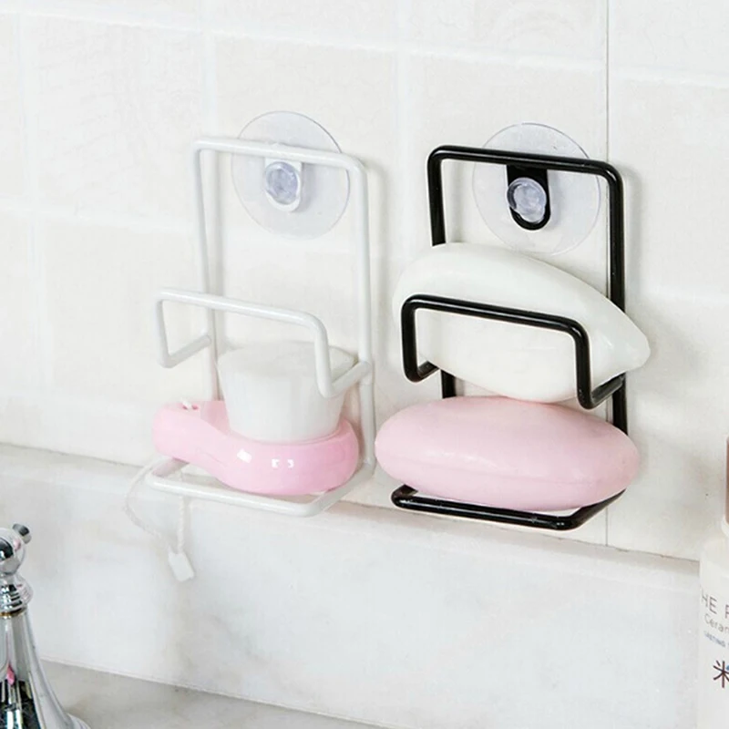 Metal Suction Cup Sink Drain Rack Wall Sucker Sponge Storage Drying Holder Kitchen Sink Soap Stand Dish Cloth Shelf Organizer