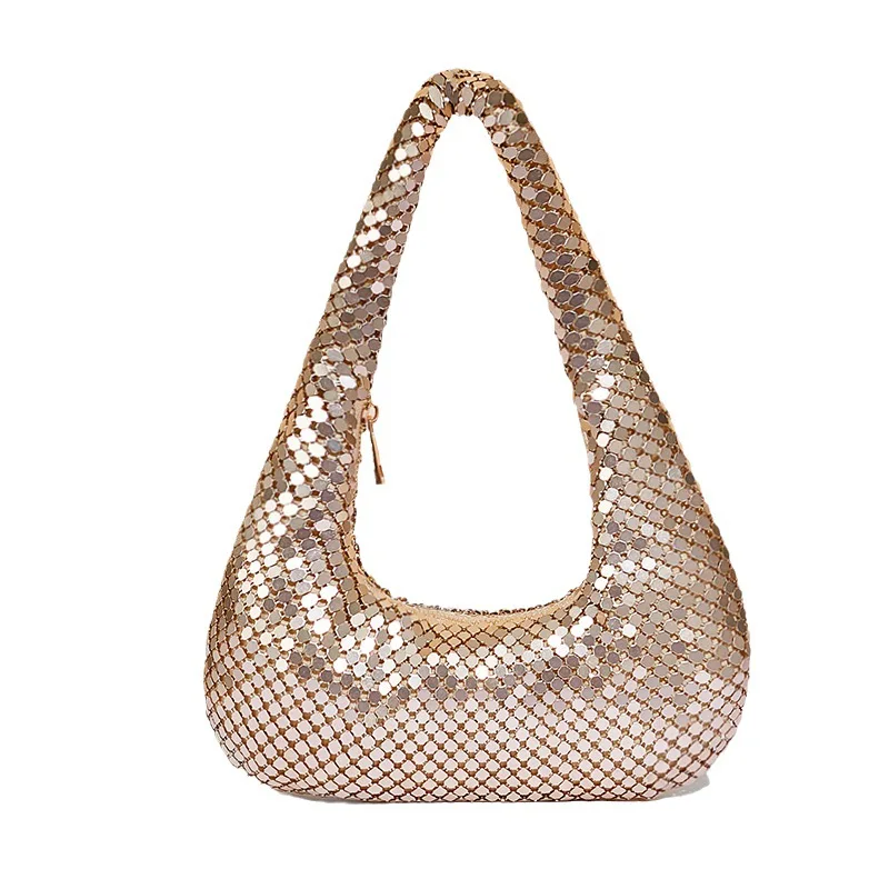 

2025 Golden Aluminum Underarm Clutch - Diamond-Studded Celebrity Arm Candy for Dazzling Dinner Events (Armpit Generation Style)