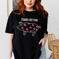 Animal Rights Unisex Vegan T-Shirt Friends Not Food Vegan Shirt Vegetarian T Shirt Harajuku Streetwear Cotton Tee Dropshipping