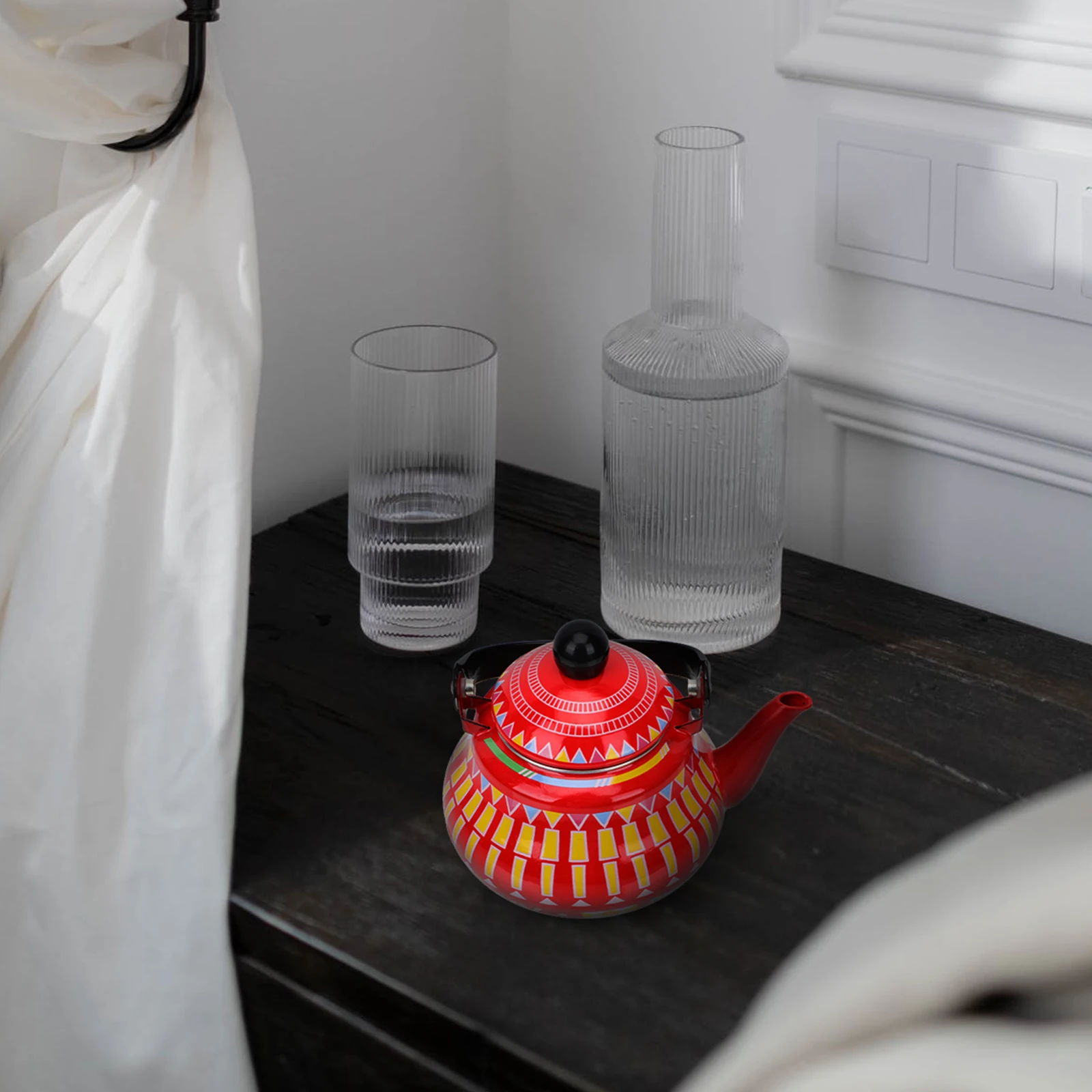 

Decorative Enamel Kettle Household Large Capacity Comfortable Handle Kitchen Tea Kettle Boiling Water Pot Water Pot