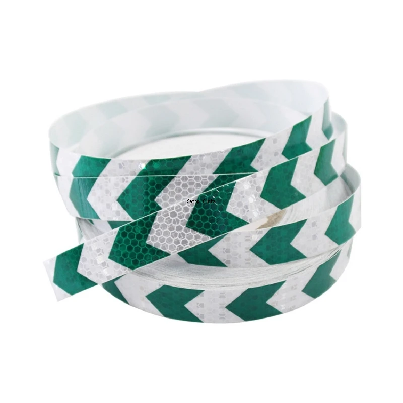 25mm*5m Arrow Reflective Safety Tape White Green High Visibility Hazard Caution Warning Conspicuity Strisp Reflector Car Sticker