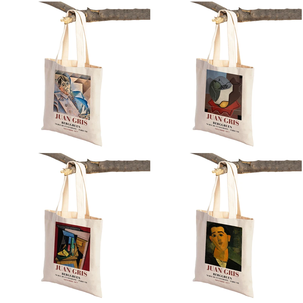 Juan Gris Cubism Modular Gallery Abstract Lady Shopping Bags Nordic Shopper Bag Double Print Women Canvas Supermarket Handbag