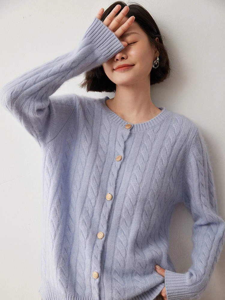 

Женский 100% кашемировый свитер с круглым вырезом, вязаный кардиган с цветочным принтом, простой стиль, весна-осень-зима, кашемировый трикотаж, мягкие топы