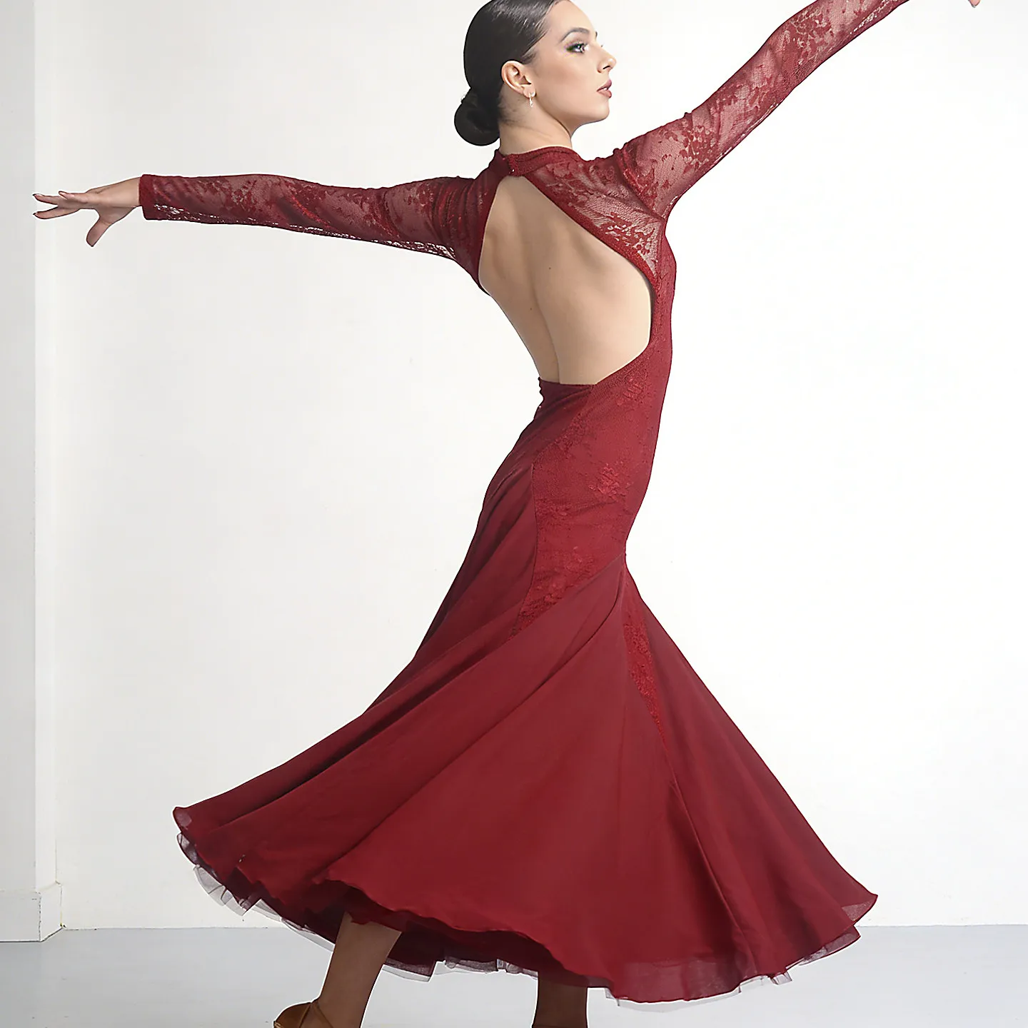 

Modern Dance Dress Lace Sleeves Ballroom Competition Dance Dresses Women' Waltz Dance Skirt Standard Performance Costumes Dance