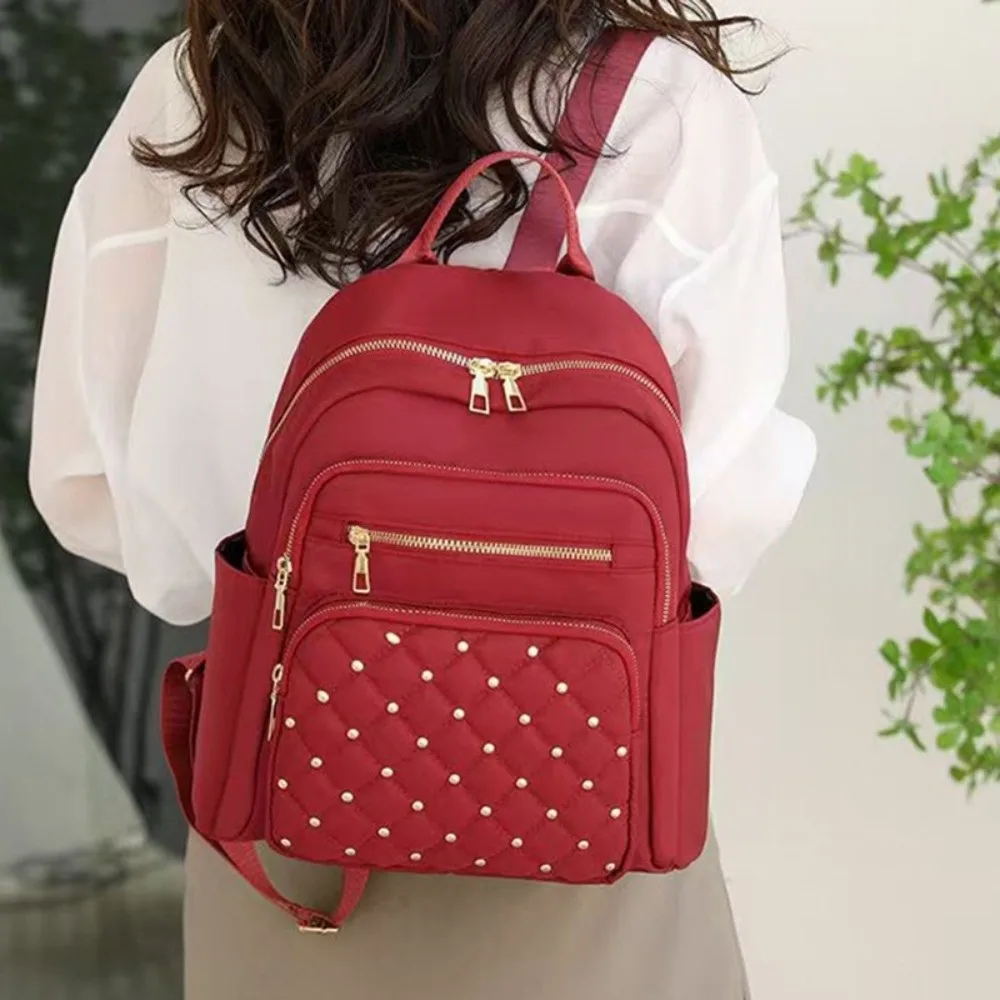 

Casual Classic Vintage Backpack Elegant Multiple Pockets Travel Bag Adjustable Straps Women Backpack School Use