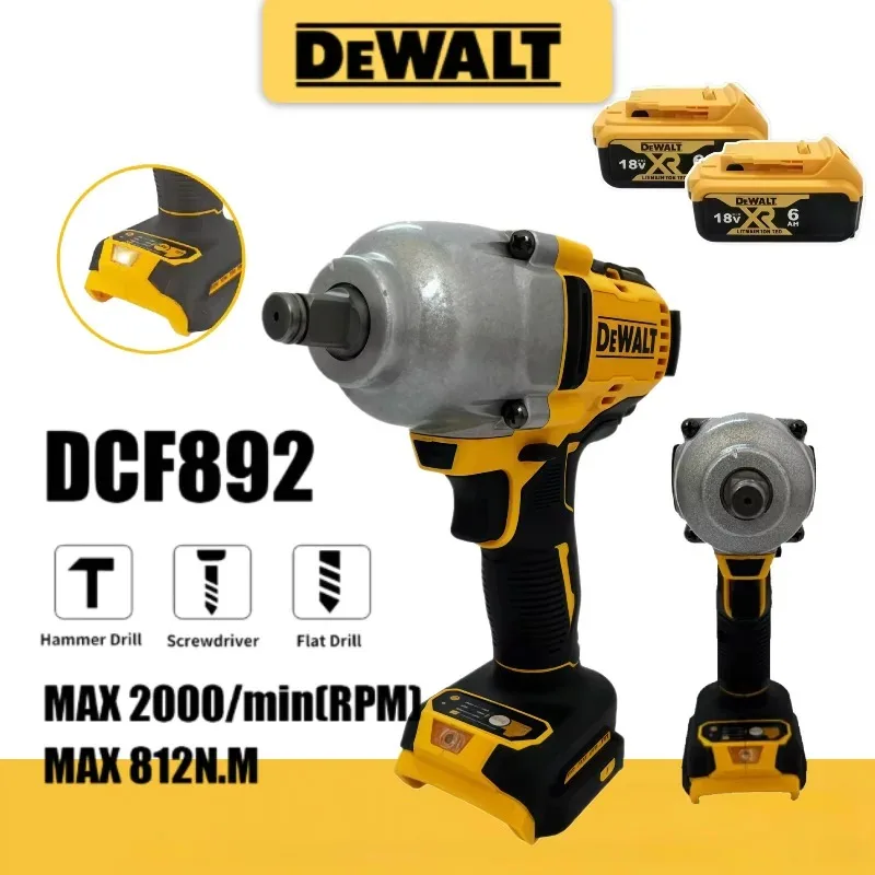 DeWalt DCF892 1/2Inch High Torque  Brushless Electric Wrench 3 Speed Impact Driver Auto Repair Power Tools For DeWalt Battery