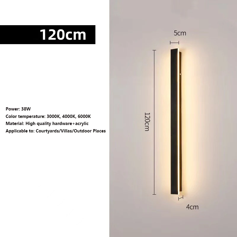 Outdoor waterproof strip LED wall light high-end residential villa garden porch line wall light 110V220V exterior wall lighting