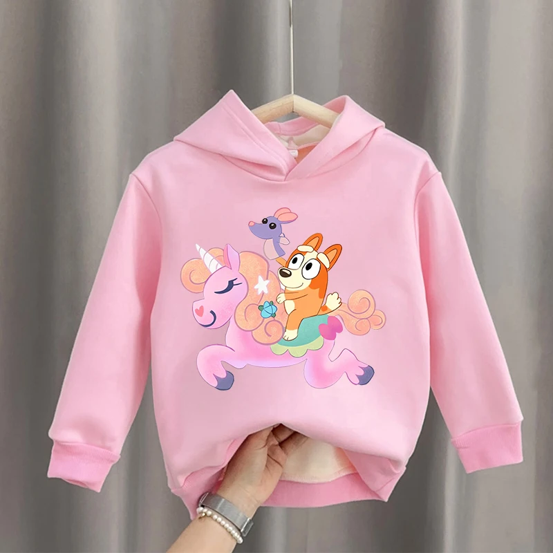 

Свитшот-худи Blueye Chilli Bingo Girl, розовый, для детей, осенне-весенний, теплый, с длинными рукавами, с капюшоном, милый подарок на день рождения