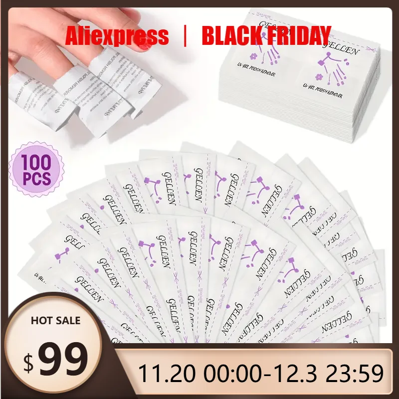 

100 шт., подушечки для снятия лака, ацетоновые салфетки для снятия лака, профессиональные влажные салфетки в индивидуальной упаковке, быстро удаляемый гель