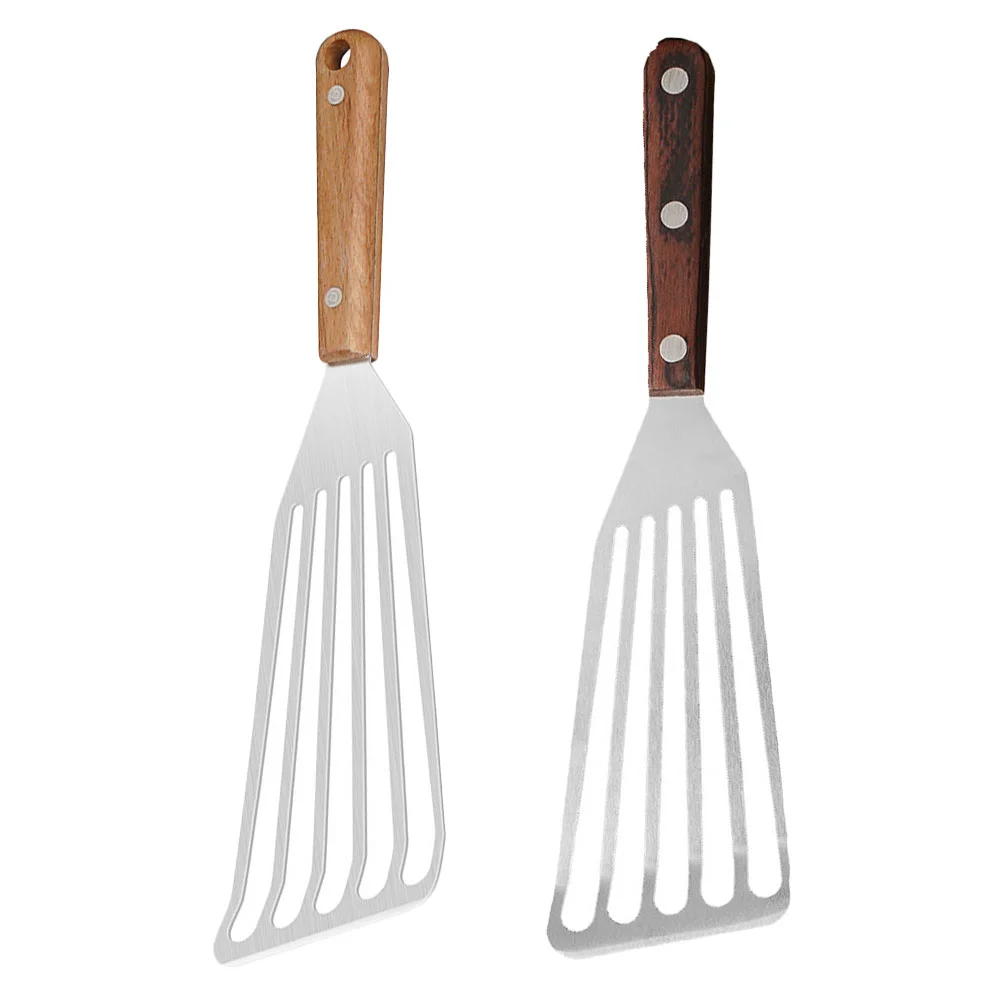 

2 Pcs Steak Spatula Food Heat-resistant Cooking Tool Kitchen Stainless Steel Useful Home Pizza Cooker