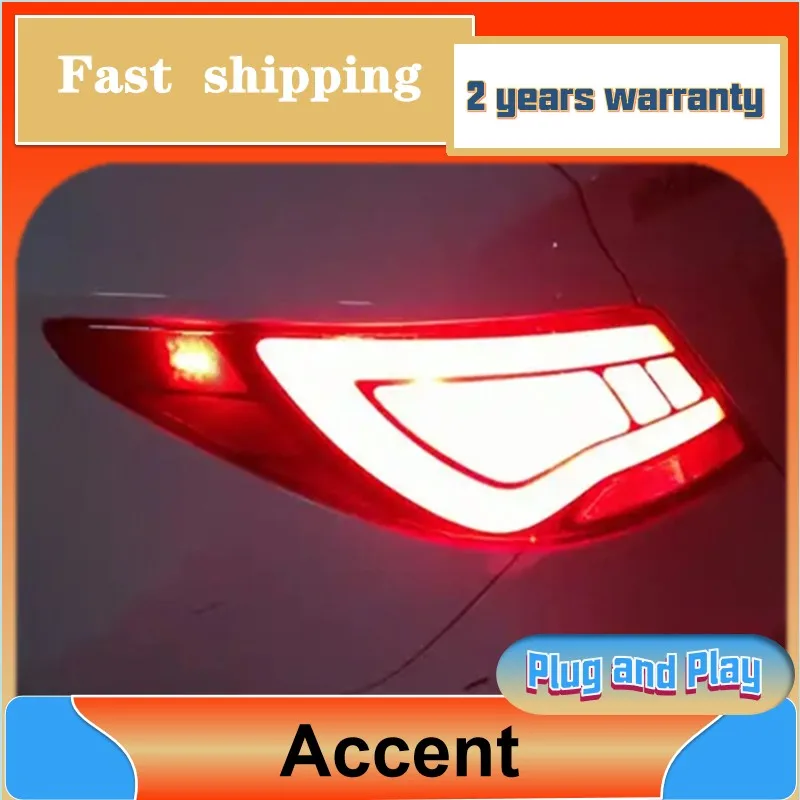 Car Styling for Hyundai Accent Taillight 2012-2014 Accent Tail Lamp Solaris DRL Turn Signal Brake Light Fog Light Reversing