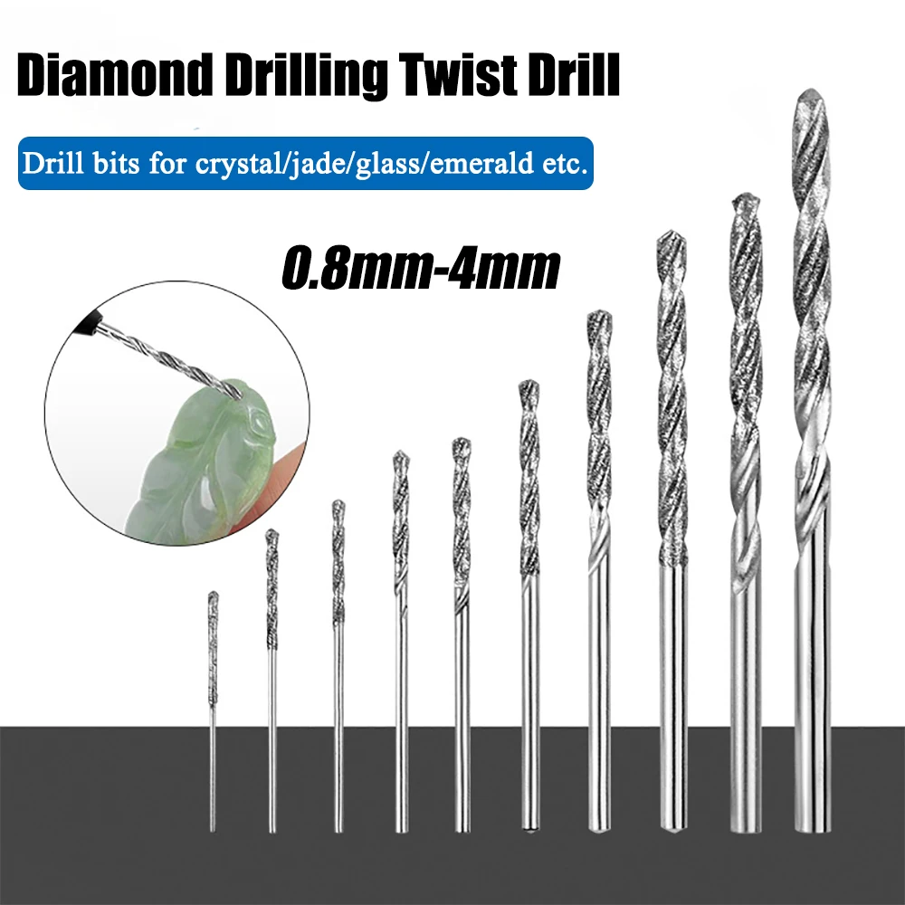 

5/10pcs Diamond Coated Drill Bit 0.8mm-4.0mm Micro HSS Twist Drill Bit for Glass Jewellery Tile Stone Marble Brick Hole Drilling