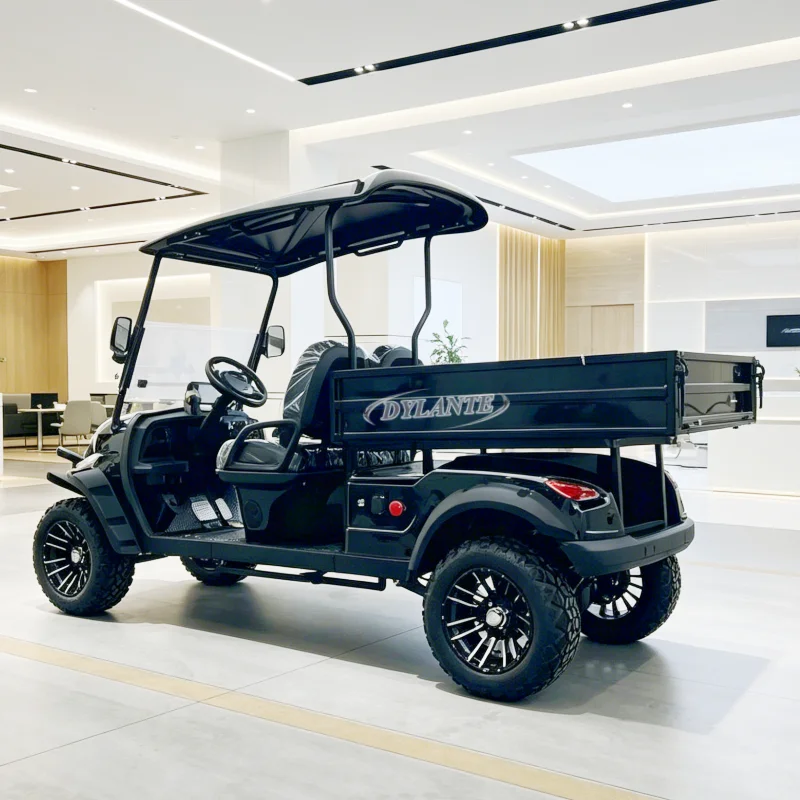 Lithium Battery Golf Car 2 Seat Adult Scooter 72V 5KW Electric Golf Cart With Rear Cargo Box 14-Inch Off-Road Tires
