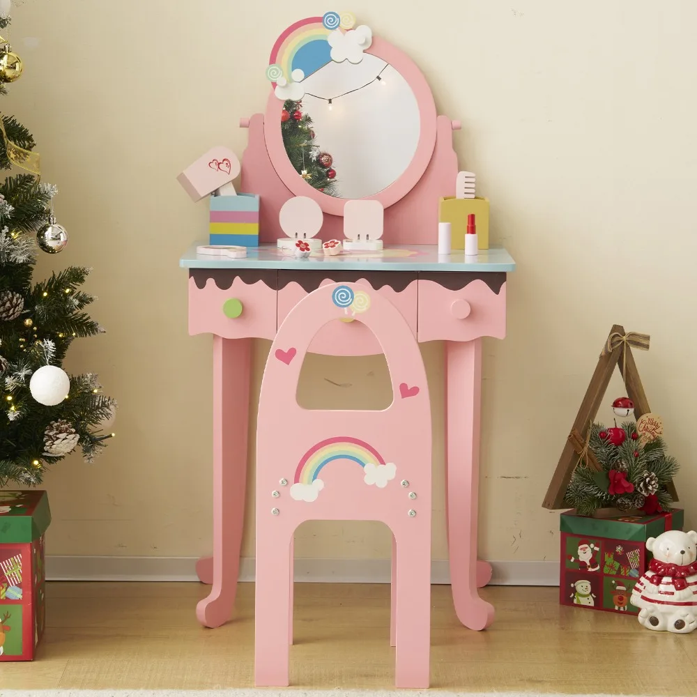 

Vanity Set 2-in-1 Girls Makeup Princess Dressing Dresser Desk