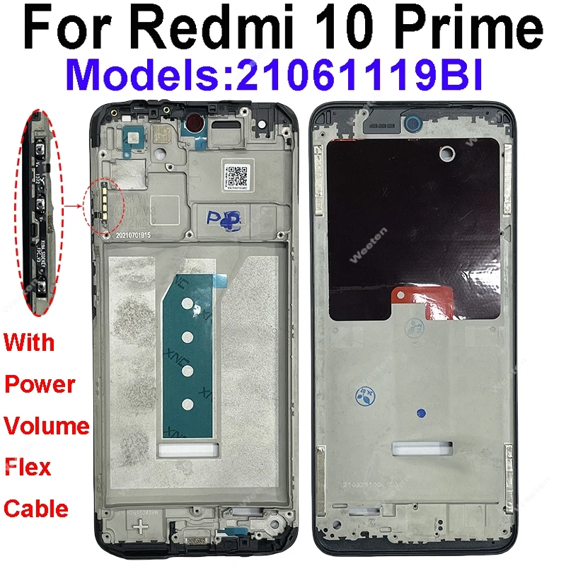 LCD Middle Frame For Xiaomi Redmi 10 11 Prime Plus 4G 5G 2022 LCD Front Housing Middle Frame Bezel Chassis Shell Repair Parts