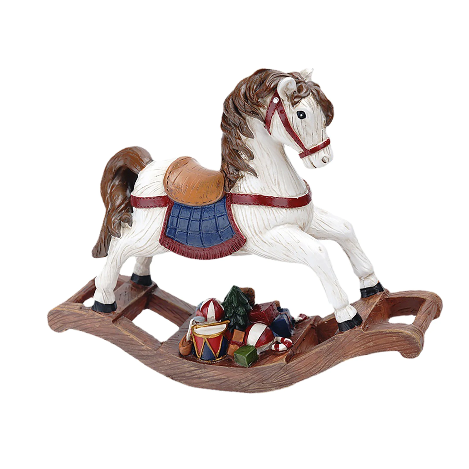 Rocking Horse Figurine Statue Collectible for Home Living Room Desktop Decor Resin Miniature Rocking Horse Sculpture Decor