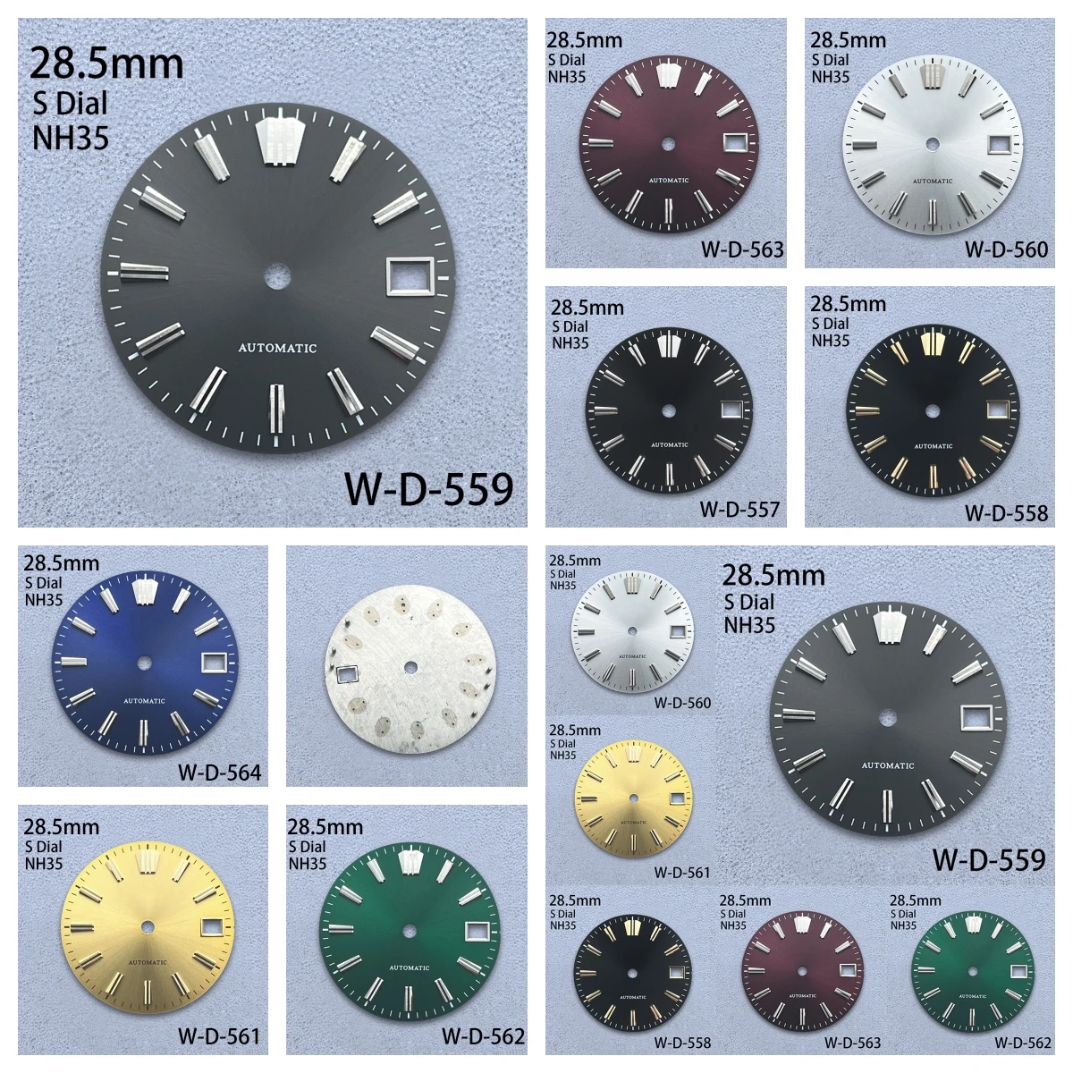 

28.5mm S Logo Dial Fit NH35/NH36/4R/7S Japanese Movement High-Quality Applied Index Riveted Dial Watch Modified Accessories