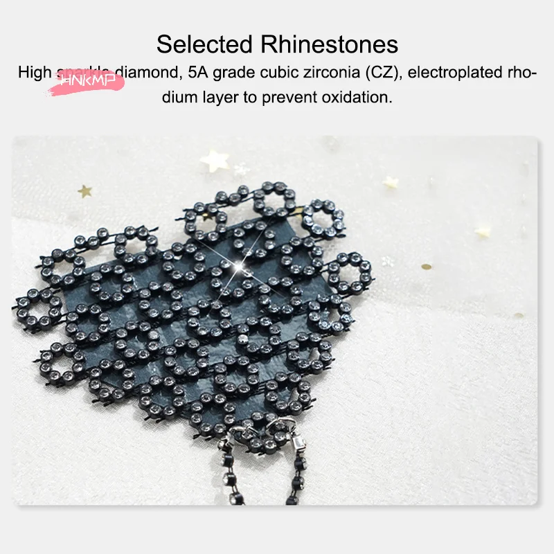 مثير حجر الراين الزخرفية فطائر اللحم مع المختنق طوق الجسم سلسلة ذاتية اللصق قابلة لإعادة الاستخدام المرأة الحلمة غطاء ملصقات #5