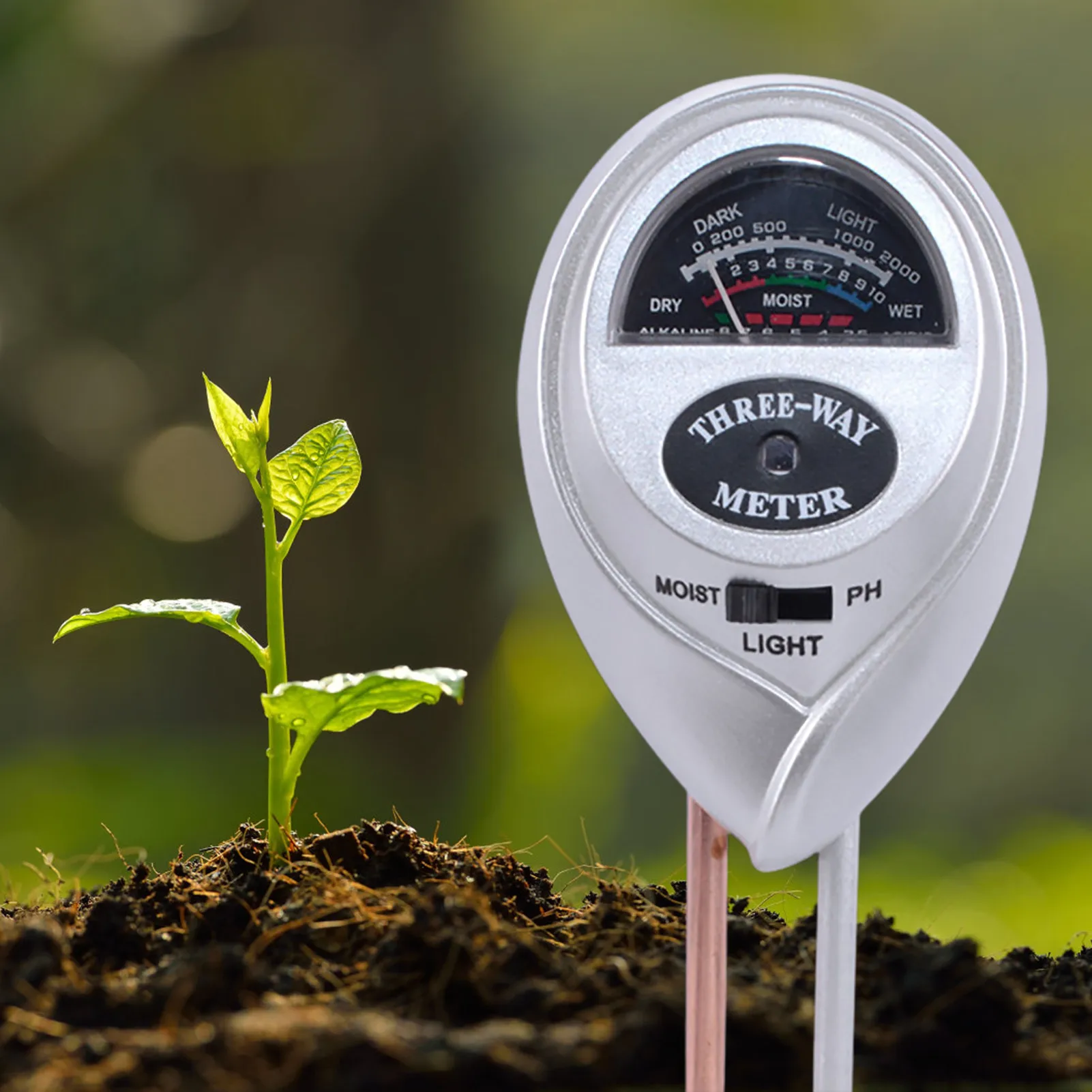 3 In 1 Soil PH Meter Sunlight PH Tester Garden Flowers Soil Moisture Sensor Meter Plants Acidity Humidity PH Monitor Detector