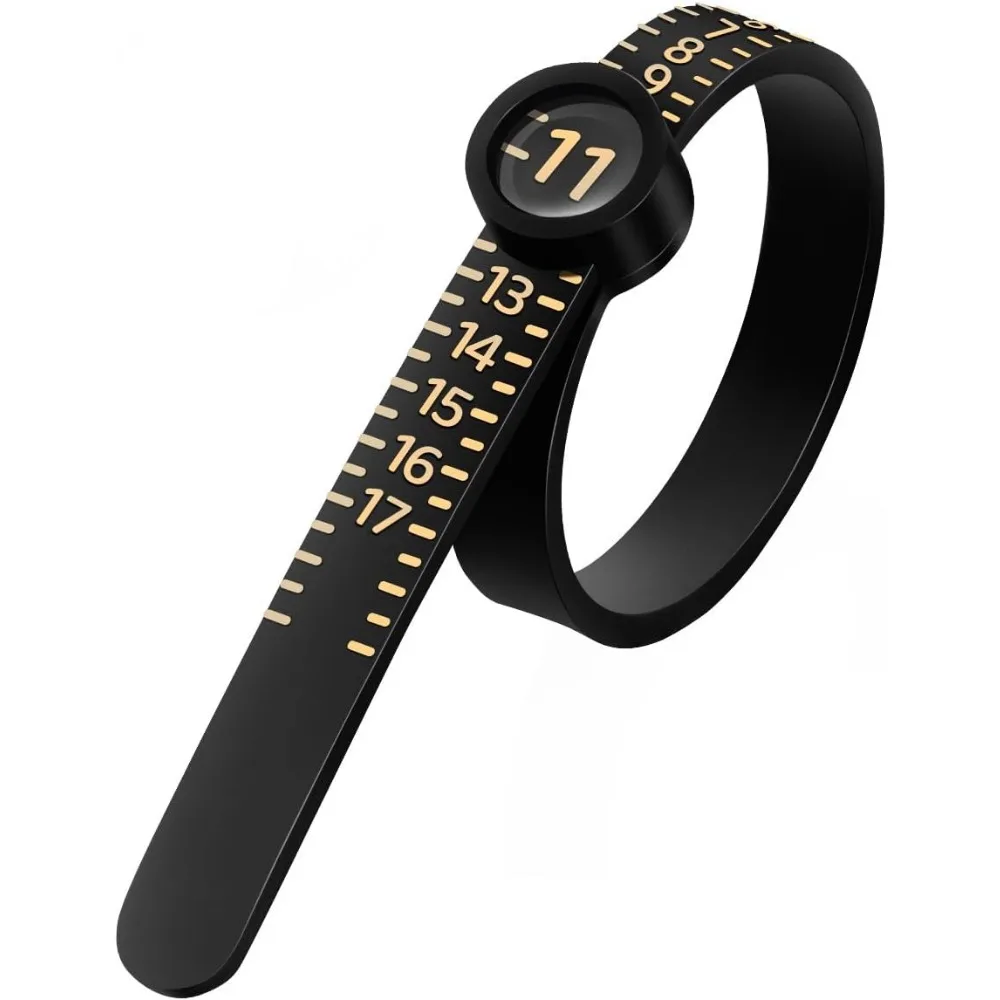 Ring Size Measurement Tool with Magnifier for Clear Reading, Plastic with Lens, Sizes 1-17