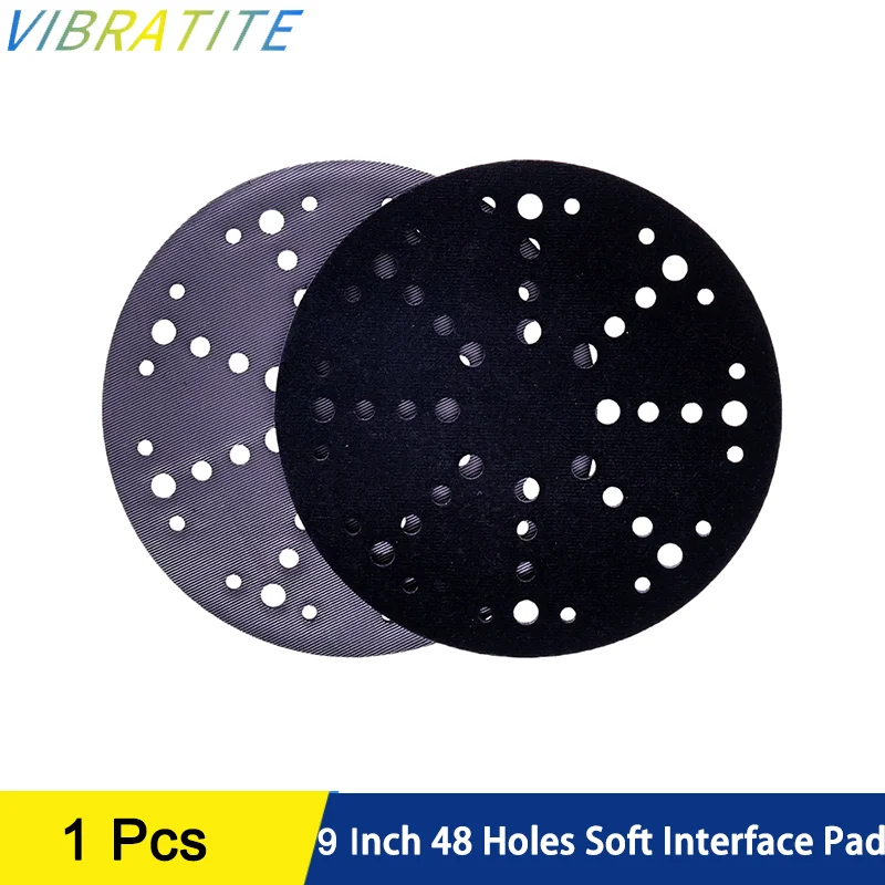 9 Inch 48 Holes Soft Interface Pad 7.4 mm  Hook Loop Sanding Backing Pad Sponge Cushion for Polishing Wood Wall Sander 1 Pcs