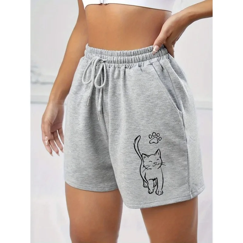 

Модные, стильные, высококачественные, персонализированные женские шорты с принтом кошачьих лапок, спортивные и домашние хлопковые женские шорты